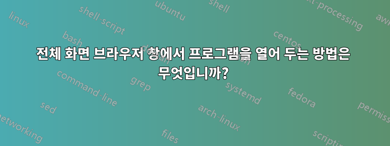 전체 화면 브라우저 창에서 프로그램을 열어 두는 방법은 무엇입니까?