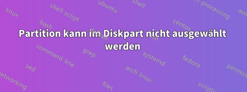 Partition kann im Diskpart nicht ausgewählt werden