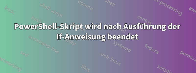 PowerShell-Skript wird nach Ausführung der If-Anweisung beendet