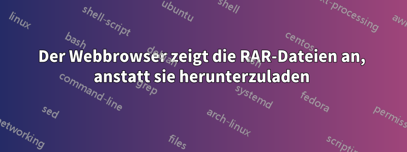 Der Webbrowser zeigt die RAR-Dateien an, anstatt sie herunterzuladen