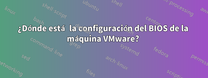 ¿Dónde está la configuración del BIOS de la máquina VMware?