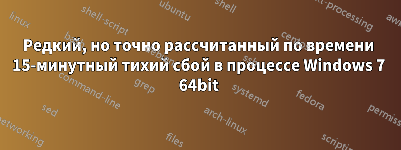 Редкий, но точно рассчитанный по времени 15-минутный тихий сбой в процессе Windows 7 64bit