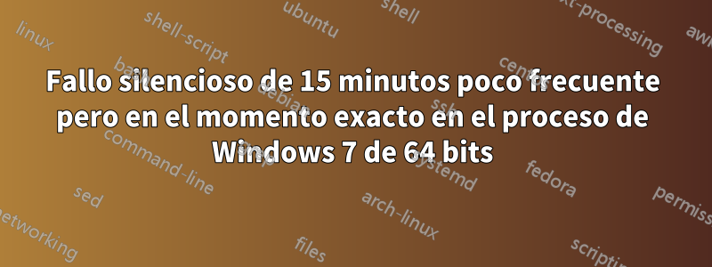 Fallo silencioso de 15 minutos poco frecuente pero en el momento exacto en el proceso de Windows 7 de 64 bits