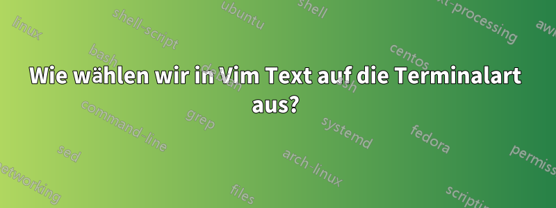 Wie wählen wir in Vim Text auf die Terminalart aus?