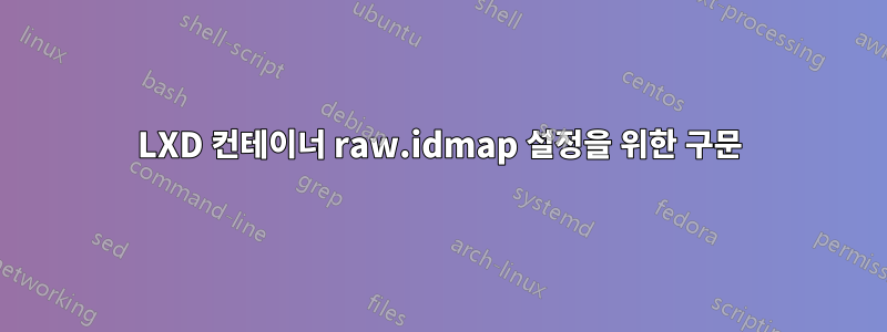 LXD 컨테이너 raw.idmap 설정을 위한 구문