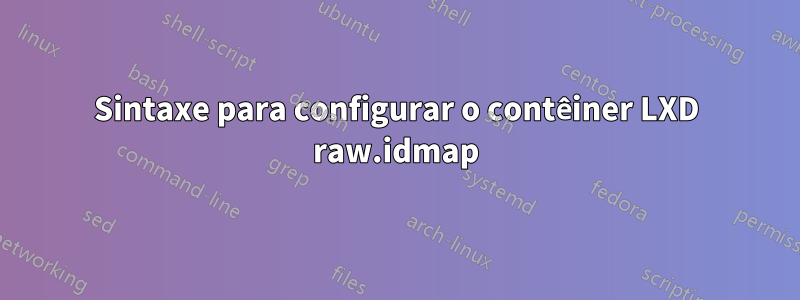 Sintaxe para configurar o contêiner LXD raw.idmap