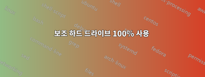 보조 하드 드라이브 100% 사용