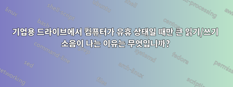 기업용 드라이브에서 컴퓨터가 유휴 상태일 때만 큰 읽기/쓰기 소음이 나는 이유는 무엇입니까?