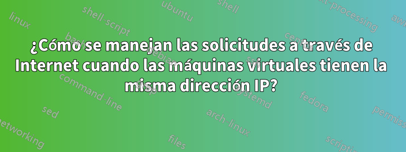 ¿Cómo se manejan las solicitudes a través de Internet cuando las máquinas virtuales tienen la misma dirección IP?