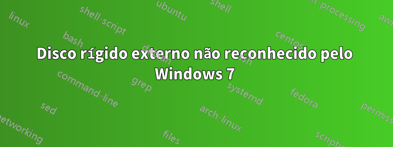 Disco rígido externo não reconhecido pelo Windows 7