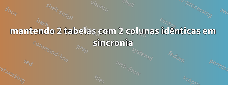 mantendo 2 tabelas com 2 colunas idênticas em sincronia