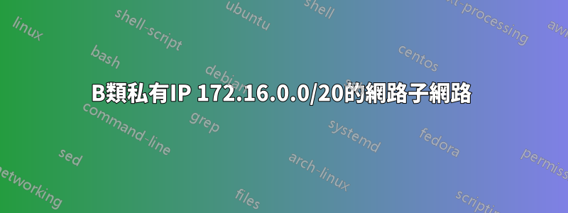 B類私有IP 172.16.0.0/20的網路子網路