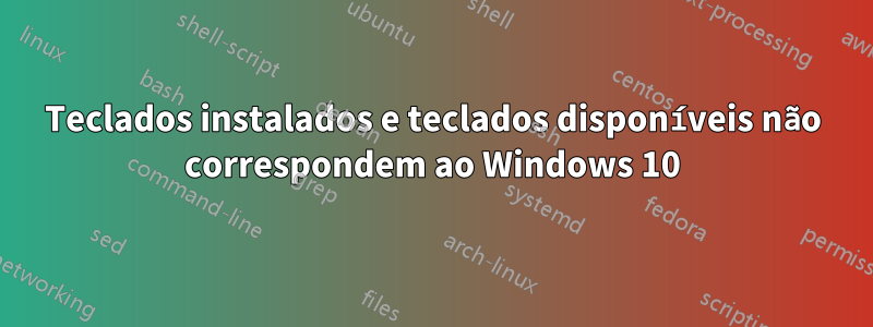 Teclados instalados e teclados disponíveis não correspondem ao Windows 10