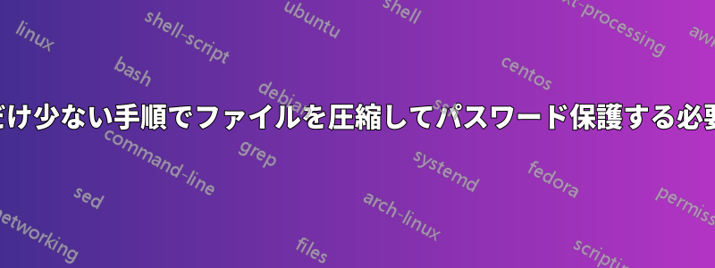 できるだけ少ない手順でファイルを圧縮してパスワード保護する必要がある