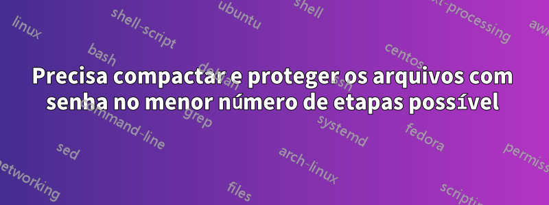 Precisa compactar e proteger os arquivos com senha no menor número de etapas possível