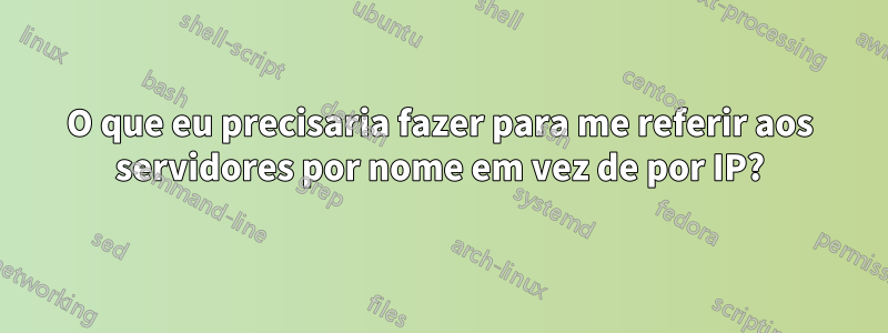 O que eu precisaria fazer para me referir aos servidores por nome em vez de por IP?