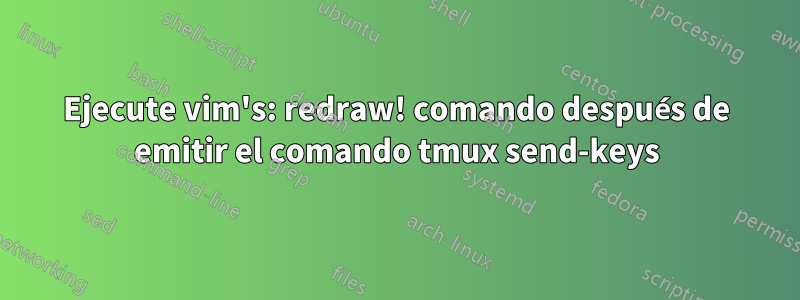 Ejecute vim's: redraw! comando después de emitir el comando tmux send-keys