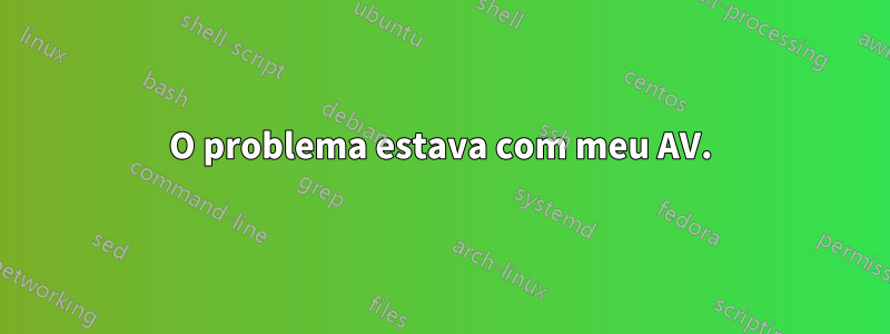 O problema estava com meu AV.