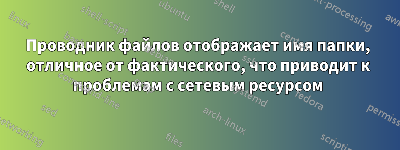 Проводник файлов отображает имя папки, отличное от фактического, что приводит к проблемам с сетевым ресурсом