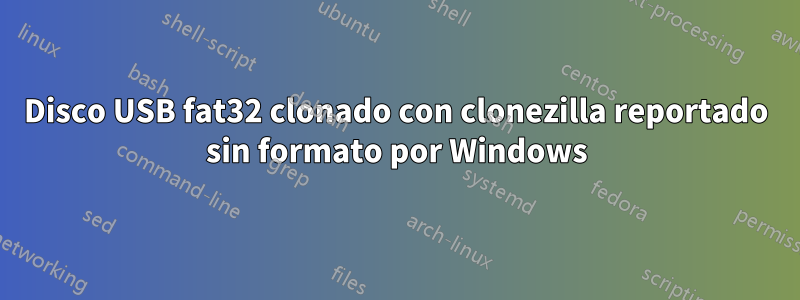 Disco USB fat32 clonado con clonezilla reportado sin formato por Windows