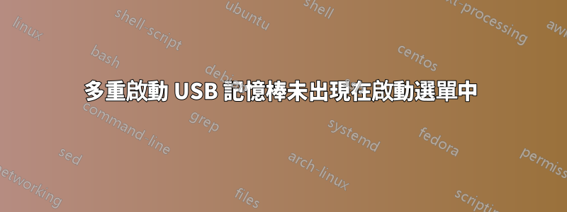 多重啟動 USB 記憶棒未出現在啟動選單中