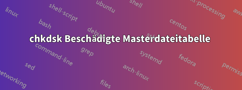 chkdsk Beschädigte Masterdateitabelle