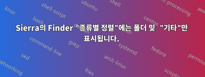 Sierra의 Finder "종류별 정렬"에는 폴더 및 "기타"만 표시됩니다.