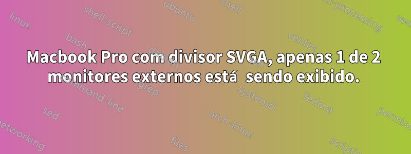 Macbook Pro com divisor SVGA, apenas 1 de 2 monitores externos está sendo exibido.