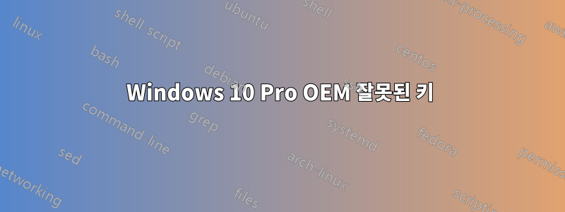 Windows 10 Pro OEM 잘못된 키