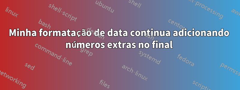 Minha formatação de data continua adicionando números extras no final