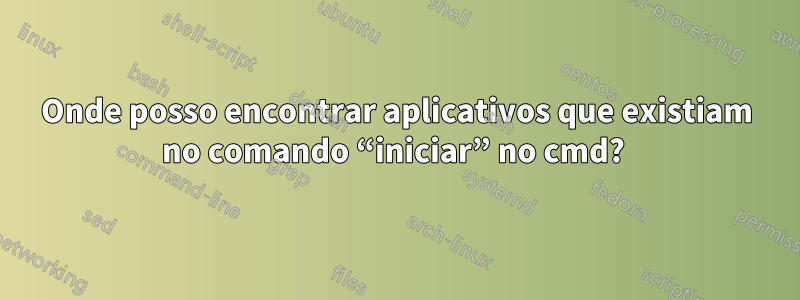 Onde posso encontrar aplicativos que existiam no comando “iniciar” no cmd?