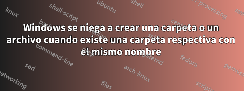 Windows se niega a crear una carpeta o un archivo cuando existe una carpeta respectiva con el mismo nombre