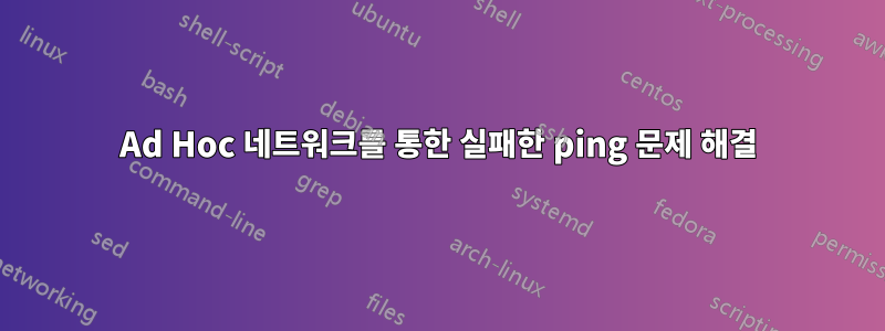 Ad Hoc 네트워크를 통한 실패한 ping 문제 해결