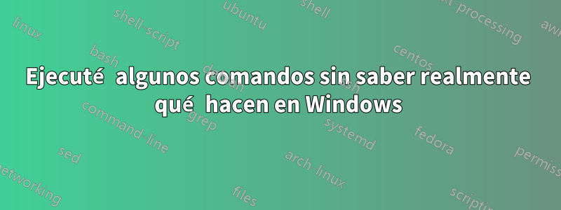 Ejecuté algunos comandos sin saber realmente qué hacen en Windows