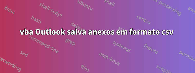 vba Outlook salva anexos em formato csv