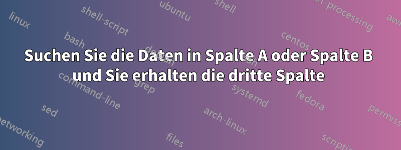 Suchen Sie die Daten in Spalte A oder Spalte B und Sie erhalten die dritte Spalte