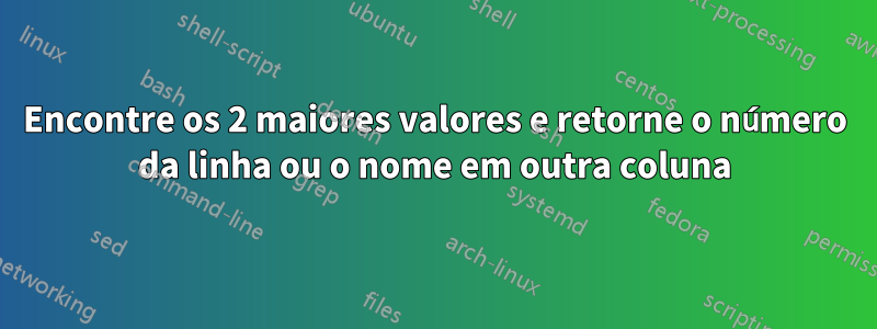 Encontre os 2 maiores valores e retorne o número da linha ou o nome em outra coluna