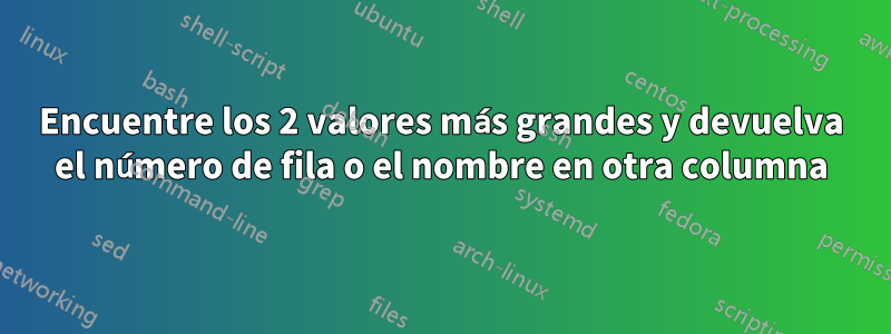 Encuentre los 2 valores más grandes y devuelva el número de fila o el nombre en otra columna