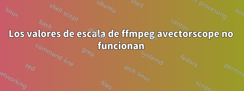 Los valores de escala de ffmpeg avectorscope no funcionan