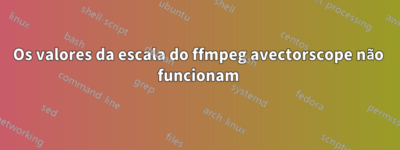 Os valores da escala do ffmpeg avectorscope não funcionam