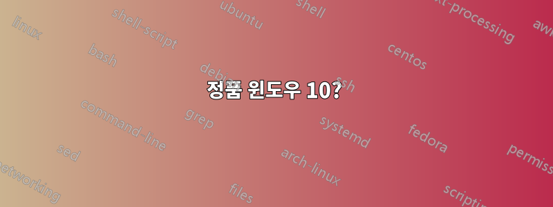 정품 윈도우 10?