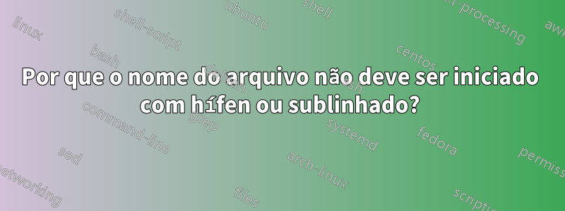 Por que o nome do arquivo não deve ser iniciado com hífen ou sublinhado?