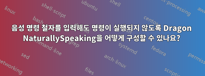 음성 명령 철자를 입력해도 명령이 실행되지 않도록 Dragon NaturallySpeaking을 어떻게 구성할 수 있나요?