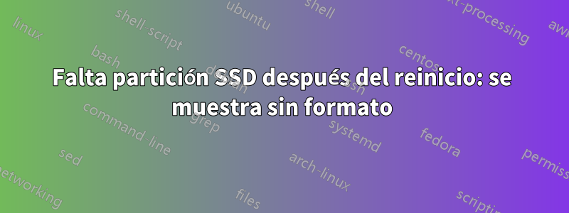 Falta partición SSD después del reinicio: se muestra sin formato