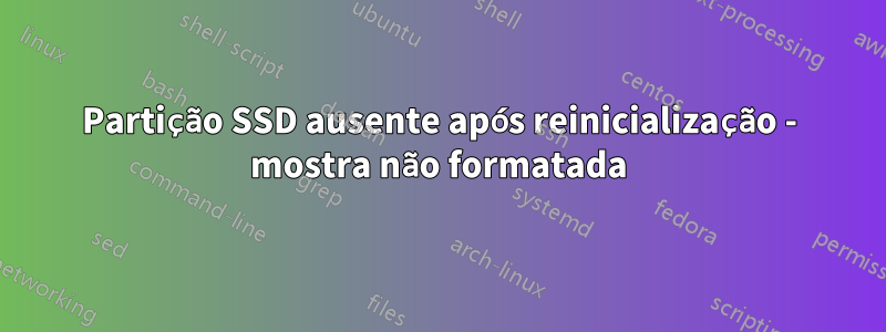 Partição SSD ausente após reinicialização - mostra não formatada