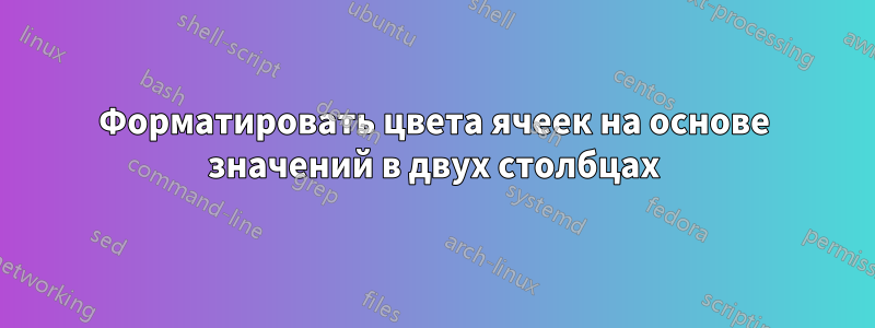 Форматировать цвета ячеек на основе значений в двух столбцах