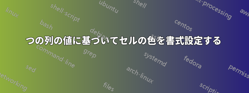 2つの列の値に基づいてセルの色を書式設定する