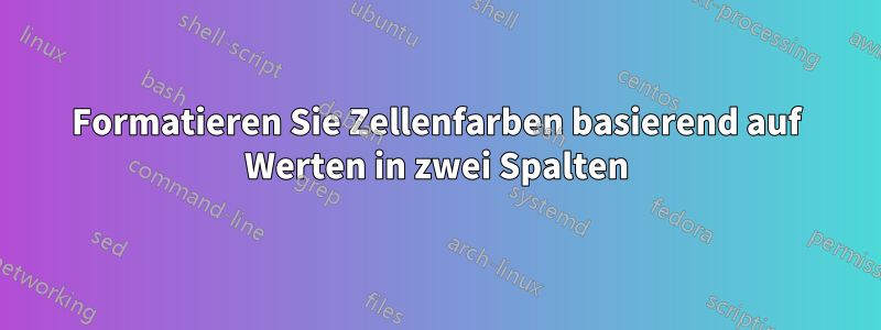 Formatieren Sie Zellenfarben basierend auf Werten in zwei Spalten