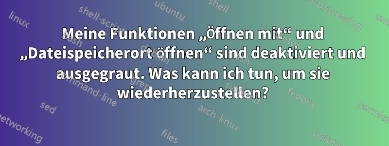 Meine Funktionen „Öffnen mit“ und „Dateispeicherort öffnen“ sind deaktiviert und ausgegraut. Was kann ich tun, um sie wiederherzustellen?