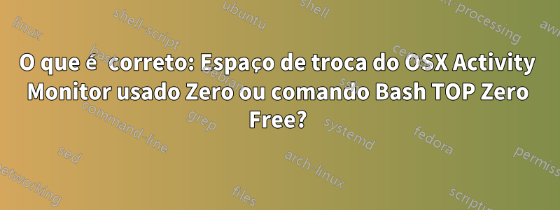 O que é correto: Espaço de troca do OSX Activity Monitor usado Zero ou comando Bash TOP Zero Free?